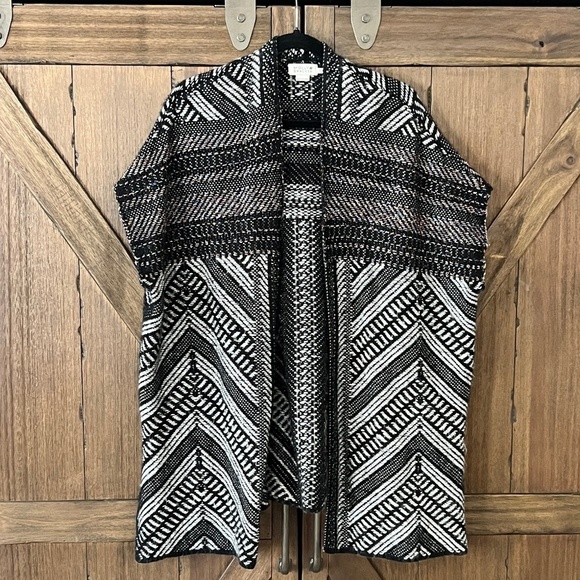 Anthropologie Molly Bracken Sally Geo Open Front Metallic Cardigan Size XS/S - Picture 2 of 8